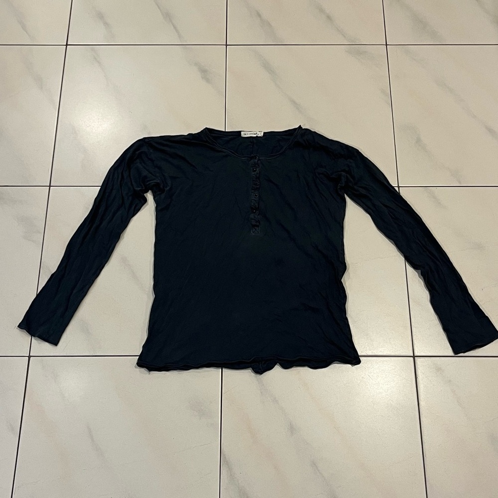 Rag & Bone Distressed Black Long Sleeve Top - S